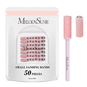 50 Pcs Nail Drill Bits Small Sanding Bands with 3.1mm Mandrel Bit, 180 Fine Grit